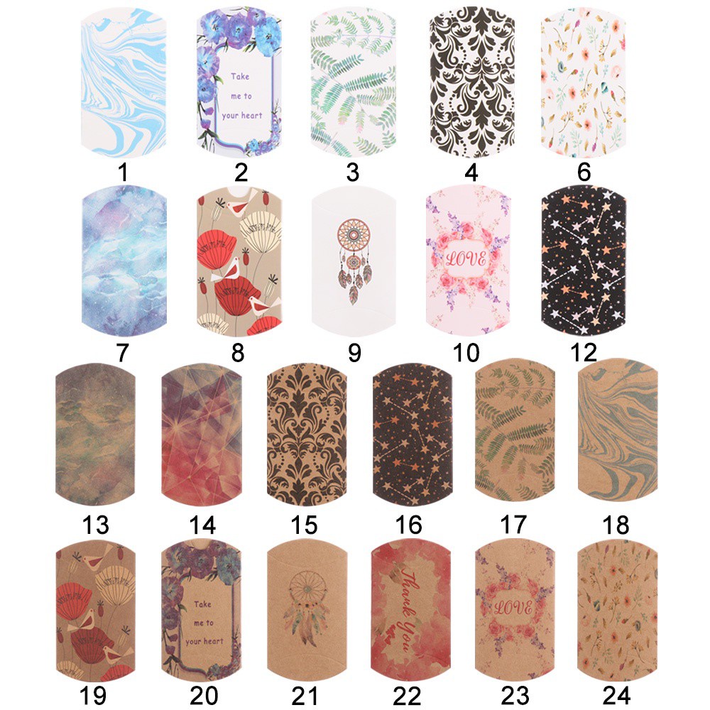 Bộ 10 hộp giấy đựng kẹo hình gối dùng trang trí đám cưới/sinh nhật độc đáo