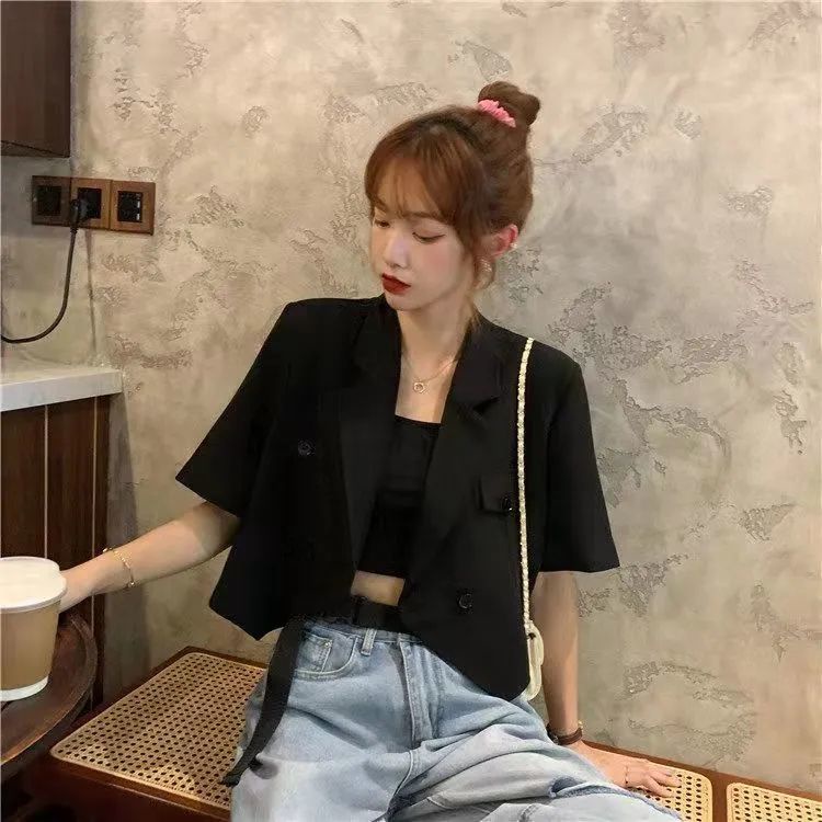 Áo Khoác Vest Tay Ngắn Dáng Rộng Thời Trang Xuân Hè Dành Cho Nữ