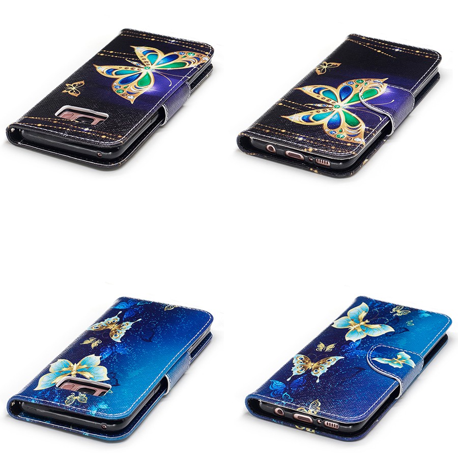 Bao da điện thoại kiêm ví đựng thẻ in đa họa tiết dành cho Samsung Galaxy S8 Plus