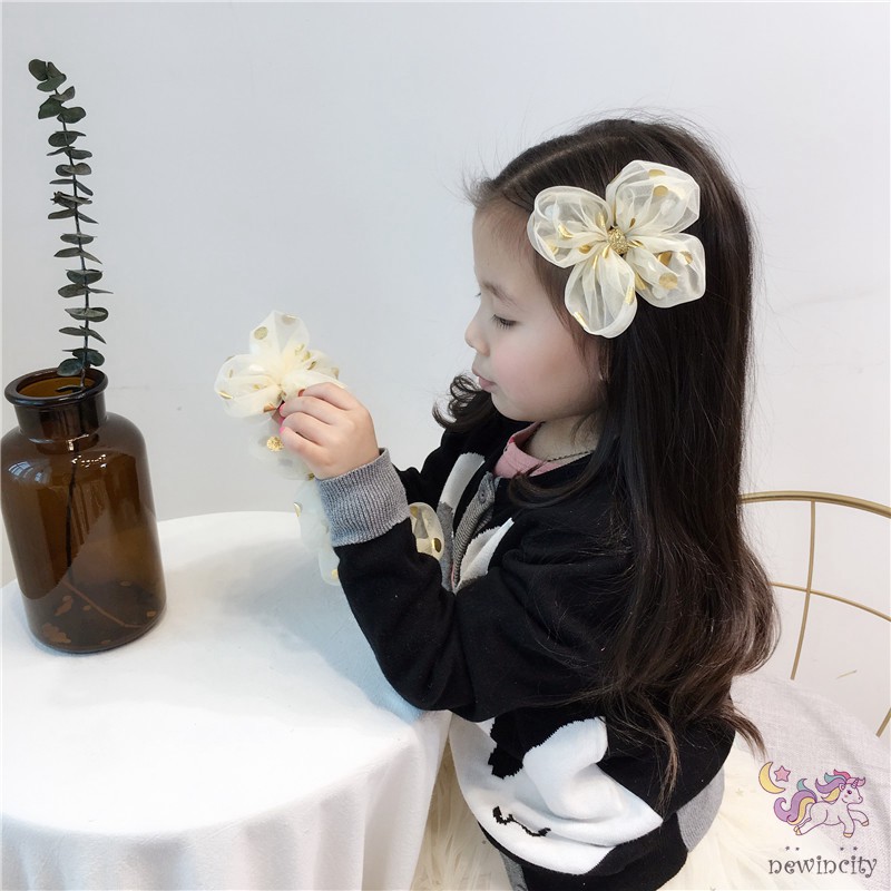 Kẹp Tóc Hình Nơ Lưới Phong Cách Hàn Quốc Cho Bé Gái