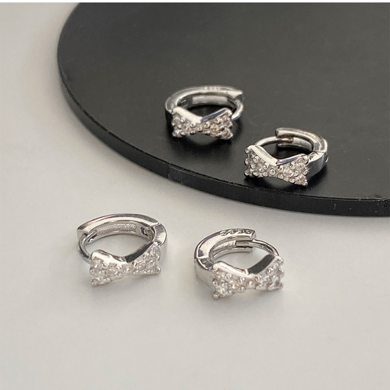 Hoa tai nơ nhỏ Hoa tai kim cương thời trang cao cấp hàn quốc