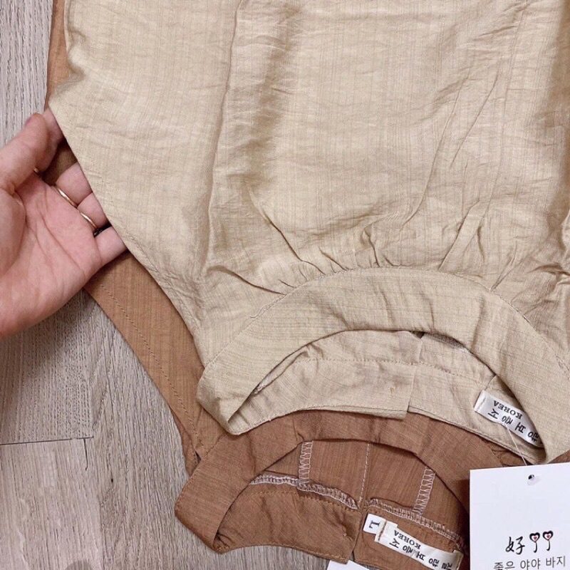 Sét đũi áo yếm quần baggy, bộ đũi áo yếm quần baggy 2 màu nâu/be chất đũi mềm mát