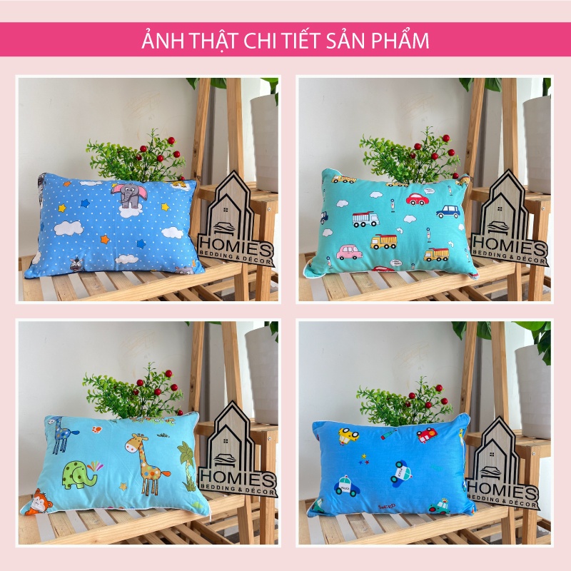 Gối Đầu Cho Bé Đi Học Muji Ép Hơi, Chất Vải Cotton Mềm Mát Thấm Hút Mồ Hôi - Kích Thước 30cm x 50cm