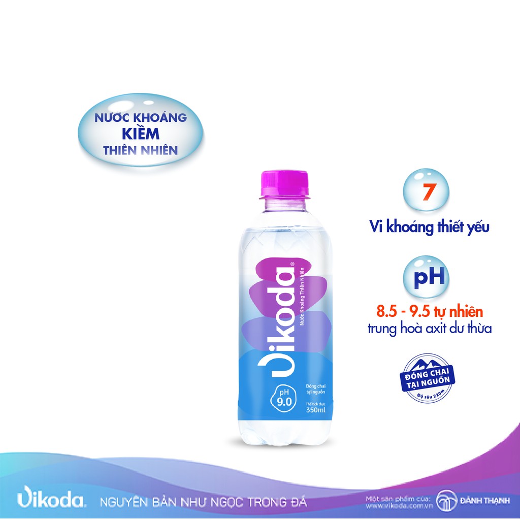 Nước Khoáng Kiềm Thiên Nhiên Vikoda 350ml Thùng 24 chai