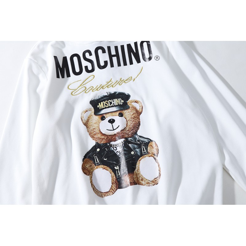 Áo Hoodie Tay Dài moschino Thêu Hình Gấu Vàng