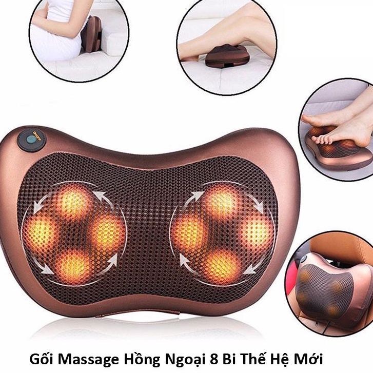 Gối Massage cổ vai gáy 8 bi hồng ngoại 2 chiều