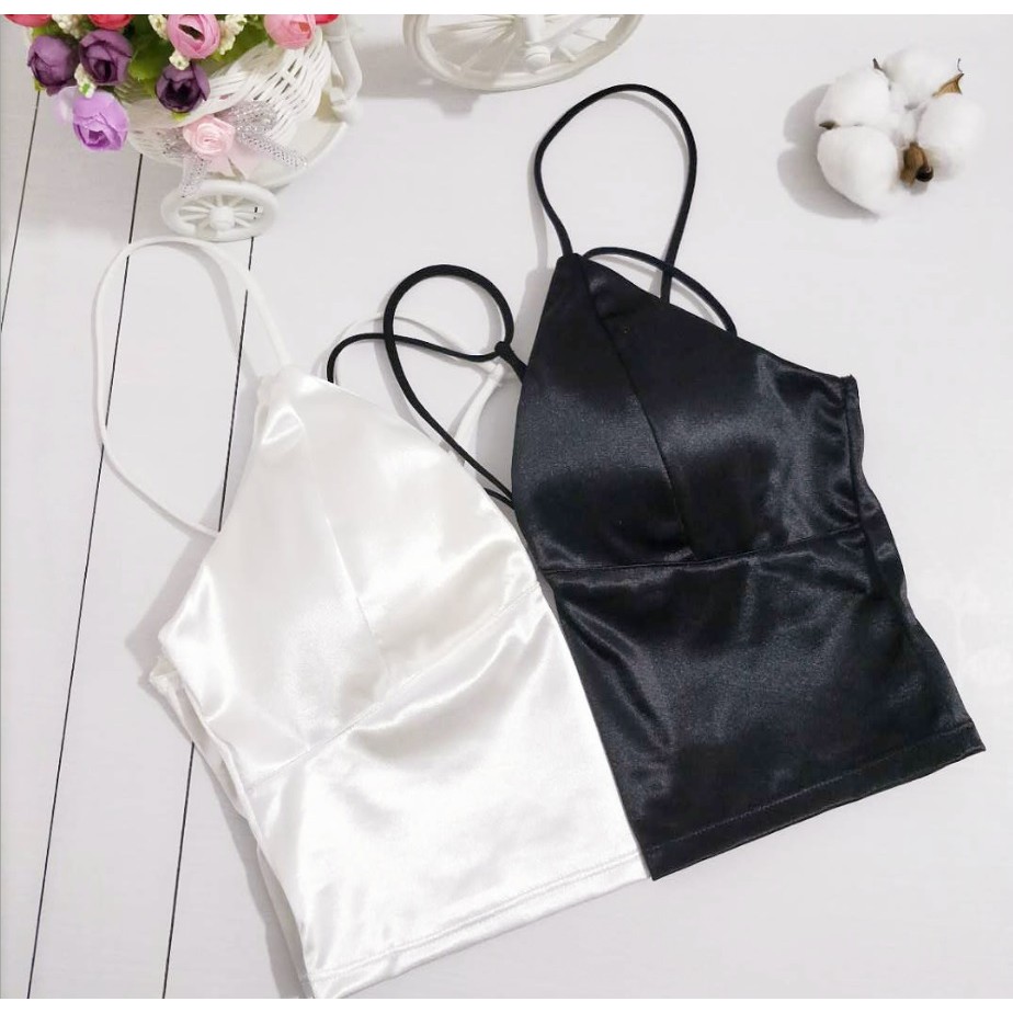 Áo bra nữ satin hai dây, thiết kế đơn giản, trẻ trung, dễ phối đồ, phù hợp dưới 55kg (MS 04018) Anna Shop