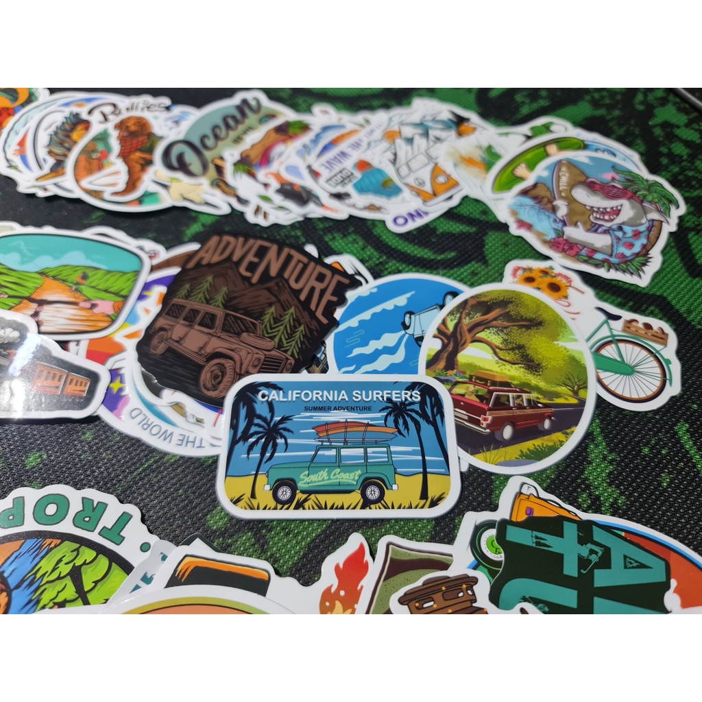 Sticker chủ đề camping hình dán trang trí  phượt du lịch