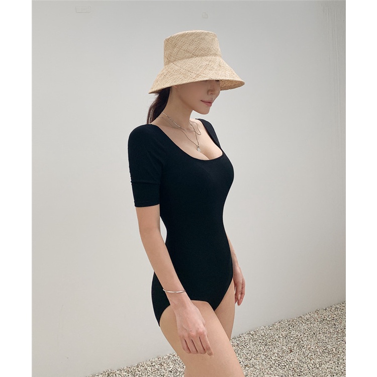 Bikini liền thân, có bigsize Đồ bơi nữ liền thân tay ngắn khoét lưng DÂY NGANG hàng Quảng Châu cao cấp