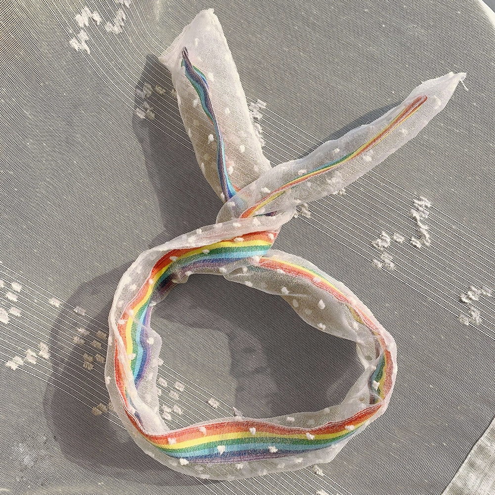 Băng Đô Phối Lưới Màu Cầu Vồng Thời Trang Cho Nữ