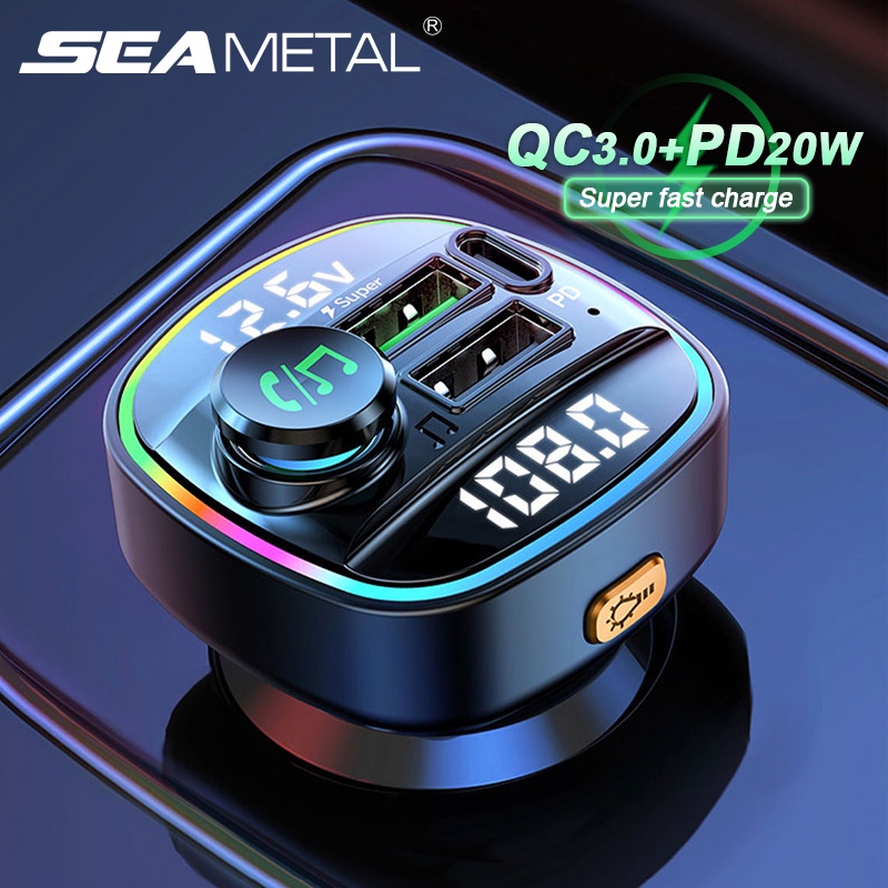 Bộ sạc Bluetooth trên ô tô đa chức năng QC3.0 + PD 20W Cổng kép sạc nhanh Máy nghe nhạc MP3