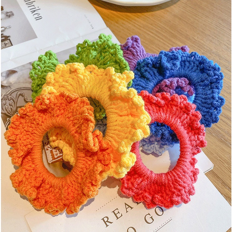 [Hàng mới về] Scrunchies Tròn Phong cách Hàn Quốc - Đồ cột tóc Móc dây Thủ công xinh xắn