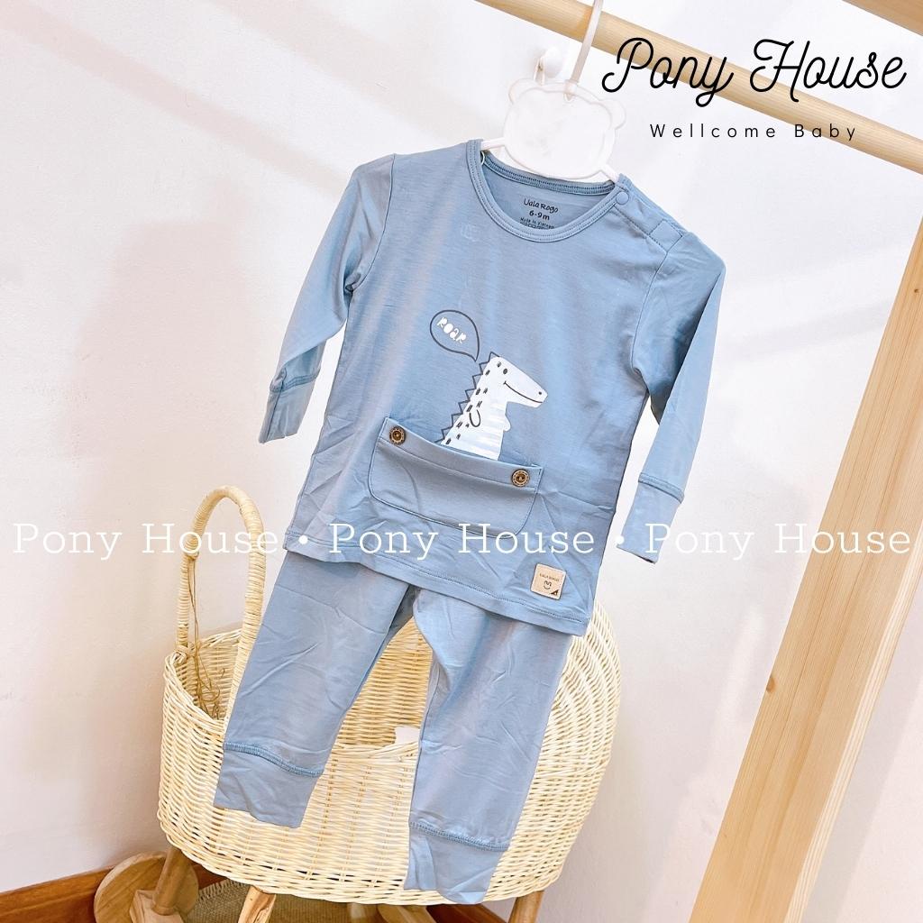 Bộ Quần Áo Dài Tay Uala &amp; Rogo Cài Vai Chất Sợi Tre Bambo Siêu Mềm Mại Cho Bé Trai Bé Gái Size 6-9M Đến 24-36M