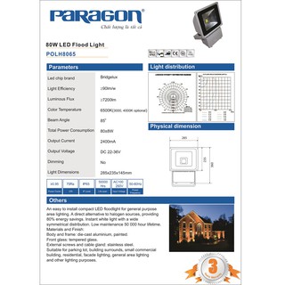 ĐÈN PHA KHÔNG THẤM NƯỚC PARAGON POLH8065