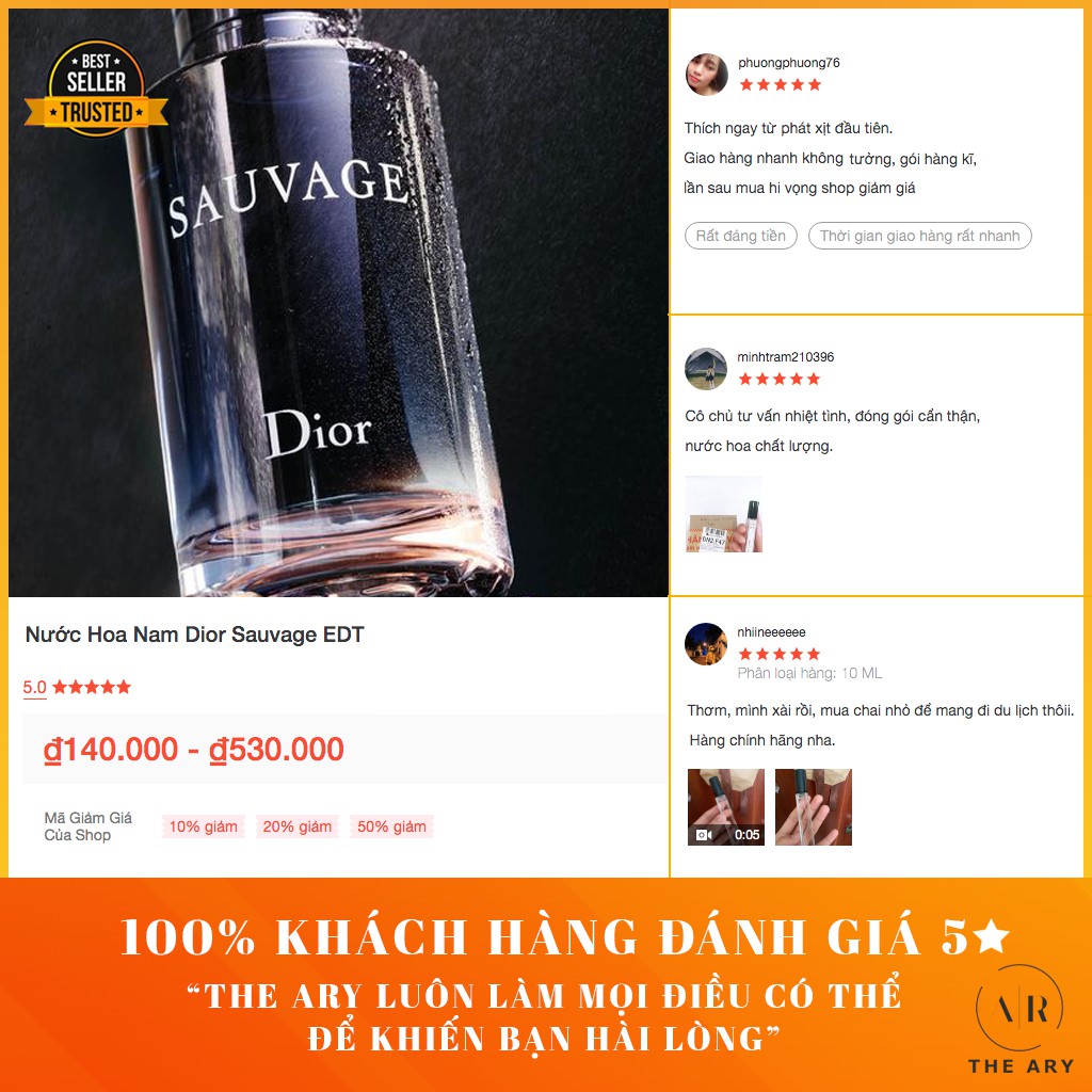The Ary - Nước Hoa Nam Cuốn Hút, Lịch Lãm, Phá Cách Dior Sauvage EDT | Thế Giới Skin Care