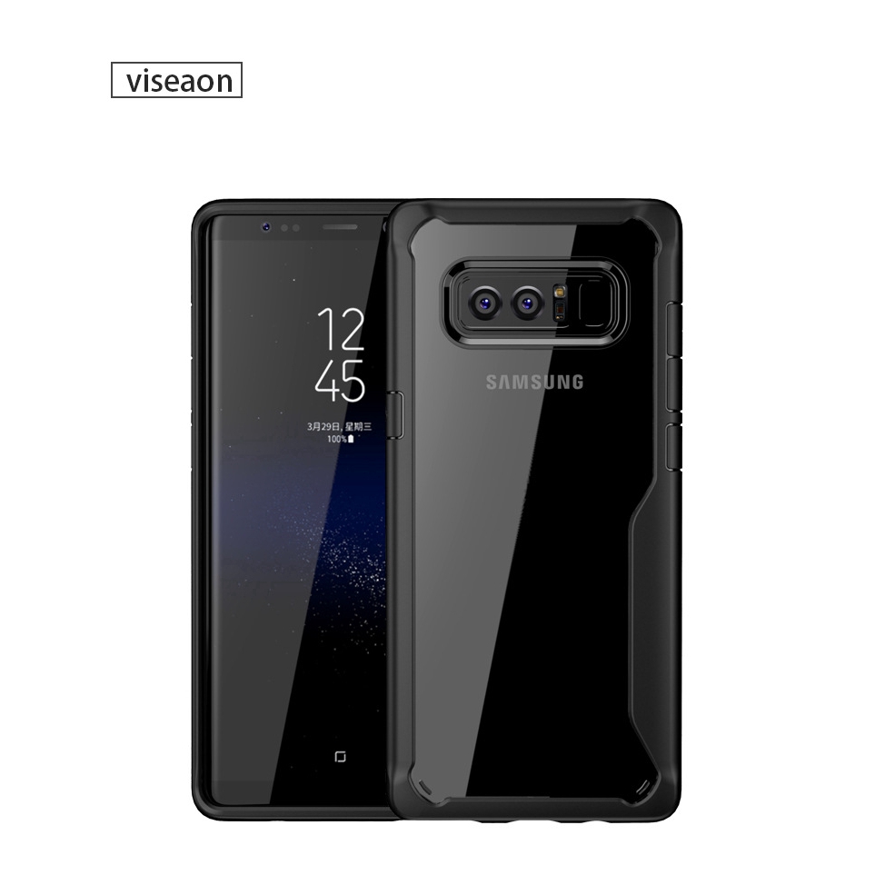 Ốp điện thoại silicone trong suốt + viền chống sốc cho Samsung Galaxy Note8 Note9