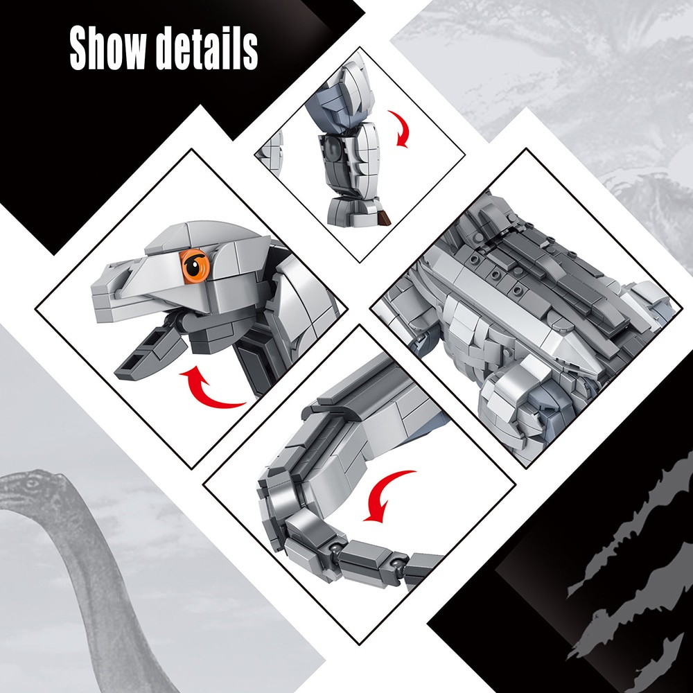 Đồ chơi Lắp ráp Mô hình Khủng long bạo chúa Panlos 611006 611005 Dinosaur Brontosaurus Grey Despotic Dragon