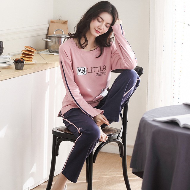 Đồ bộ mặc ở nhà Cotton 1 mặt mùa thu đông