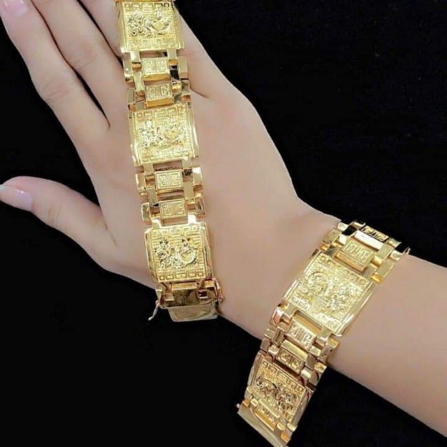 Lắc tay nam chạm rồng bảng lớn mạ vàng cực ngầu