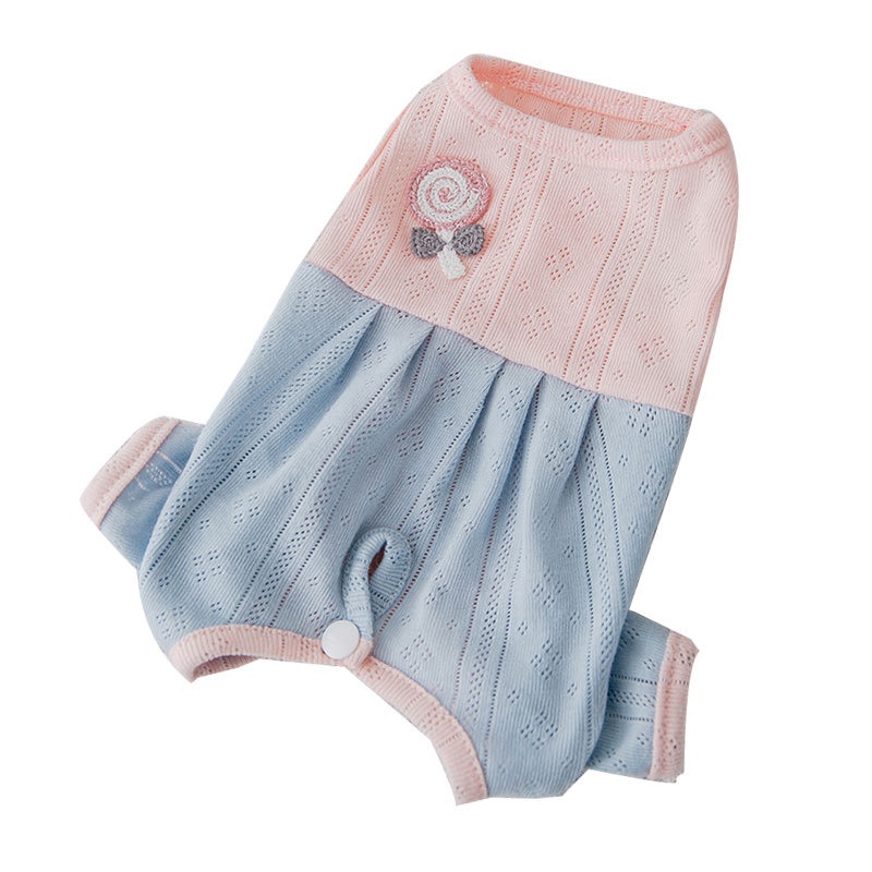 jumsuit (áo liền quần) che bụng sát nách thêu carrot / kẹo que dành cho chó mèo