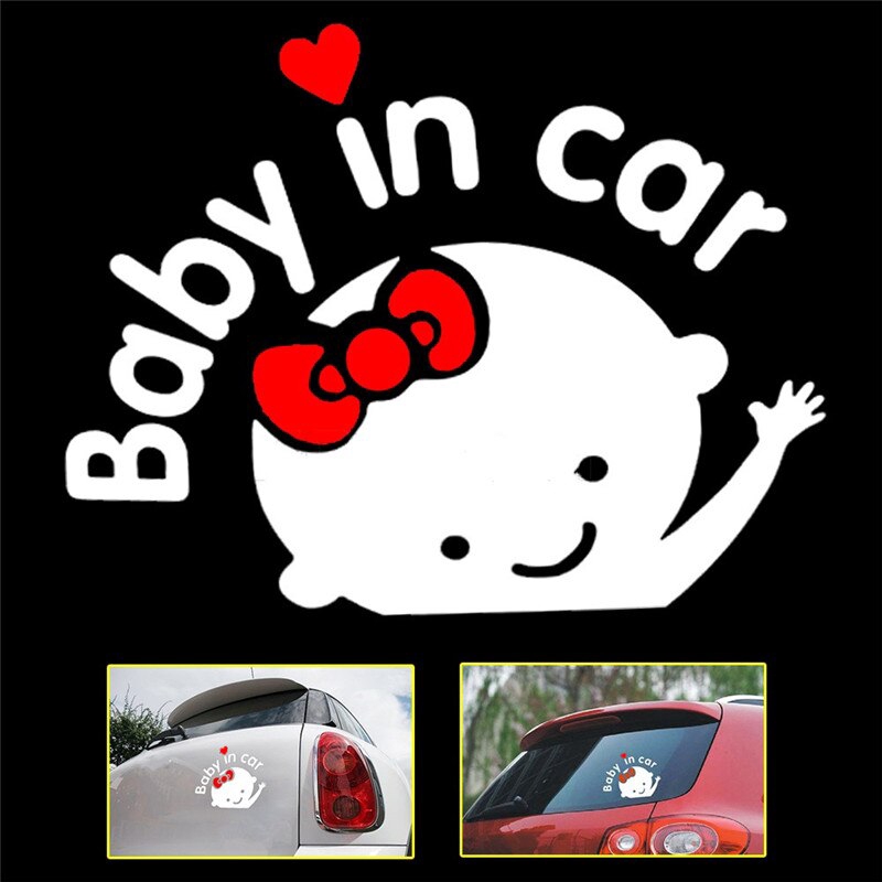 Miếng dán trang trí hình em bé hoạt hình và chữ cái Baby In Car đáng yêu dành cho kính chắn gió xe hơi