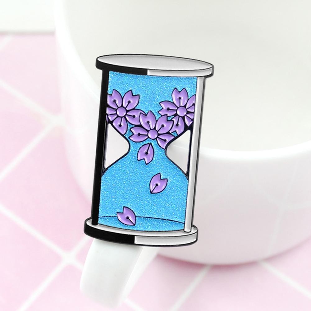Pin cài áo họa tiết hoa Sakura/ mầm cây/ phi hành gia/ cá voi kiểu dáng đồng hồ cát - GC410