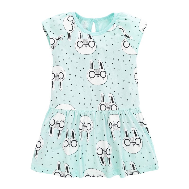 Mã QW113 váy cotton bé gái siêu mềm mịn họa tiết thỏ trái tim của Little Maven