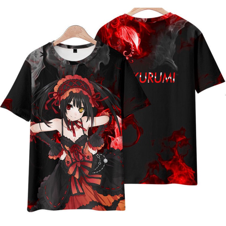 Áo Thun Tay Ngắn Dáng Rộng In Họa Tiết DATE A LIVE Tokisaki Kurumi 3D Phong Cách Nhật Bản Thời Trang Cho Nam Và Nữ