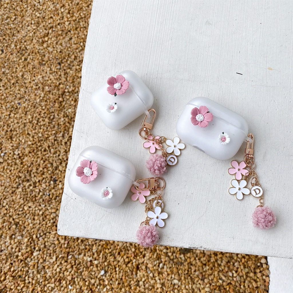 Vỏ Bảo Vệ Hộp Sạc Tai Nghe Bluetooth Không Dây AirPods 1 2 pro 3 2021 gen3 Hình Hoa 3D DIY