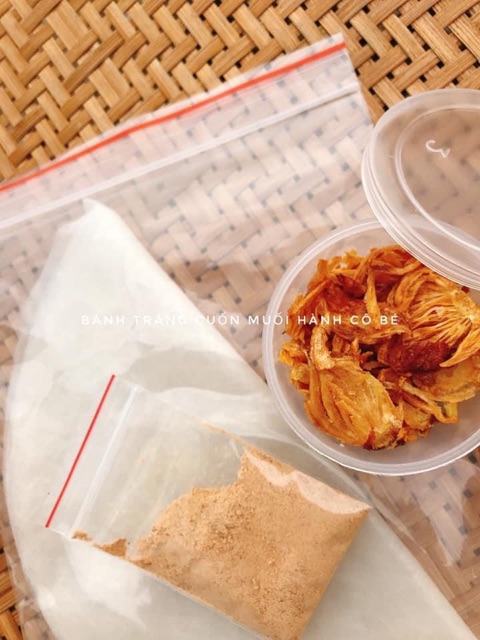 BÁNH TRÁNG CUỐN MUỐI HÀNH PHI kèm chén