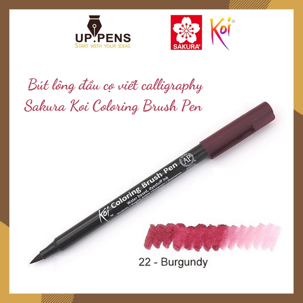 Combo 3 bút lông đầu cọ viết calligraphy Sakura Koi Coloring Brush Pen – Purple Brown Colors