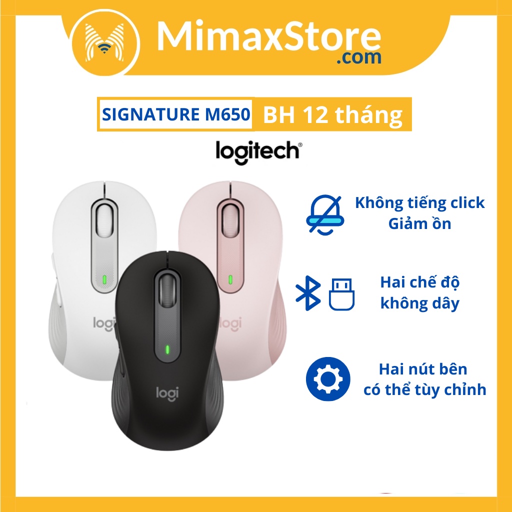 [Hỏa Tốc - HCM] Chuột Không Dây Bluetooth Logitech Signature M650 | Hàng Chính Hãng | Bảo Hành 12 Tháng | Mimax Store