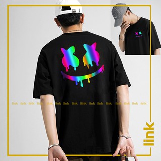 Áo phản quang MẶT MARSHMELLO chảy độc lạ 7 màu tay lỡ Unisex ( Đen, Trắng )