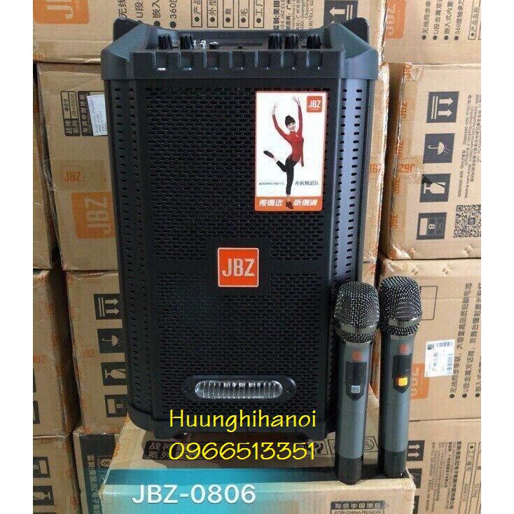 Loa karaoke gia đình JBZ 0806 hát hay, thùng gỗ công suất lớn tặng kèm 2 mic không dây, giá rẻ