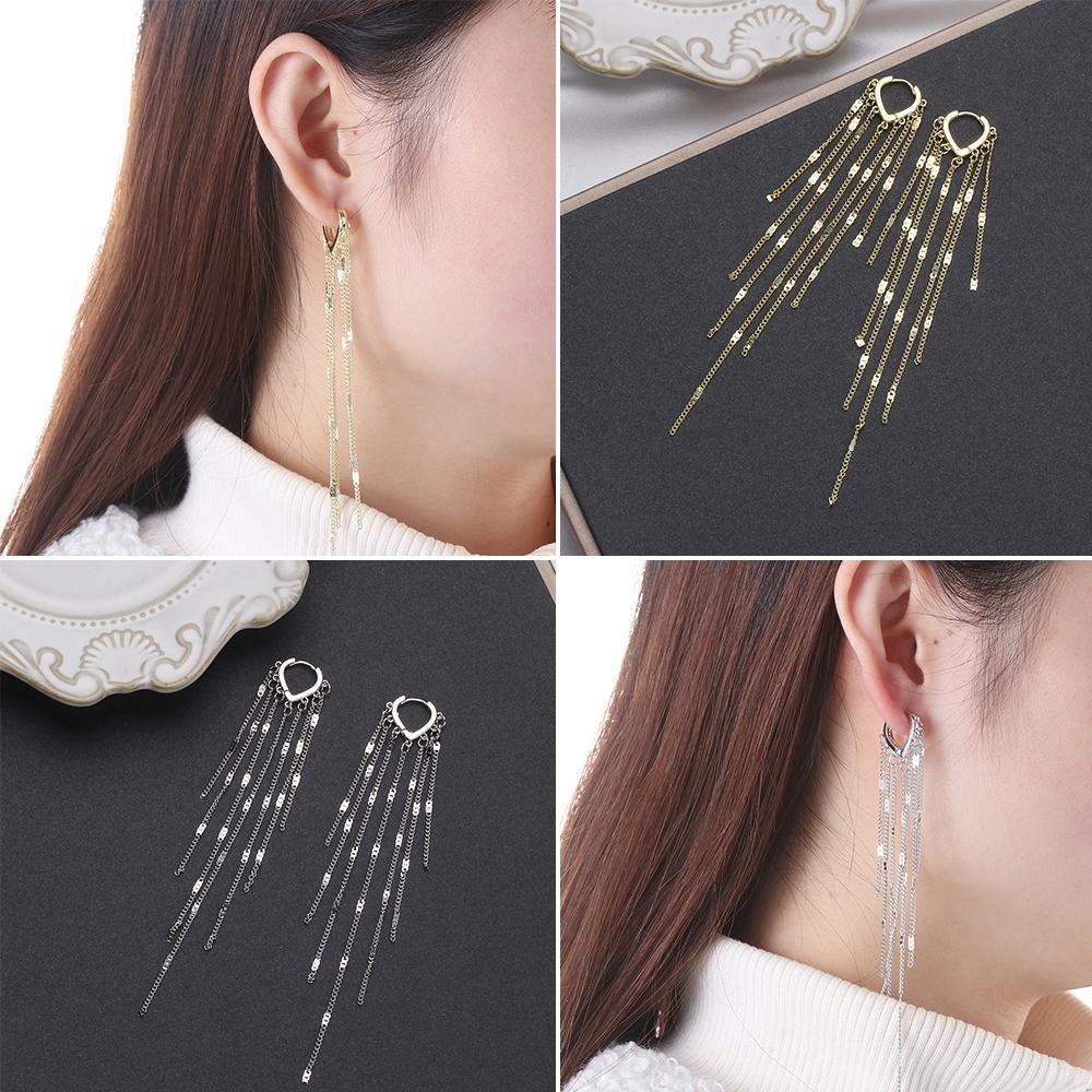 Hoa Tai Dáng Dài Mặt Hình Trái Tim Phối Tua Rua Thời Trang Cho Nữ