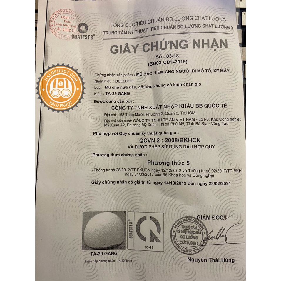 Mũ bảo hiểm Bulldog GANG đủ màu (tặng túi Bulldog, tem phản quang)