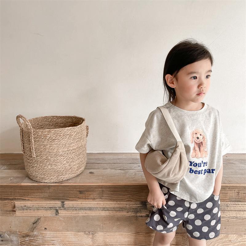 Áo thun ngắn tay in hình chú chó dễ thương cho bé