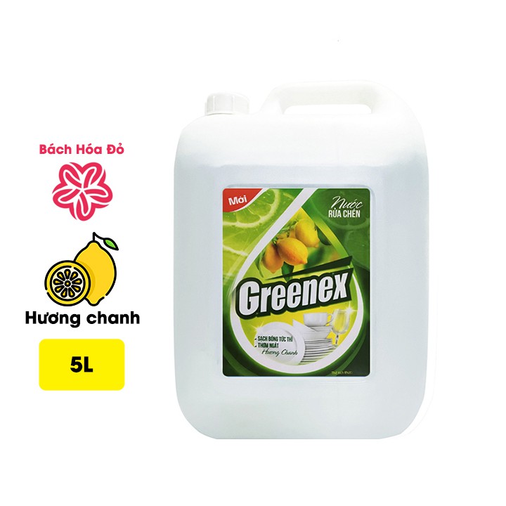 Nước rửa chén GREENEX can 5L - Hương Chanh