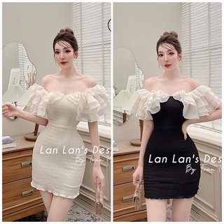 Váy body dáng ngắn phom đẹp chất siêu co dãn - bèo trễ vai tiểu thư