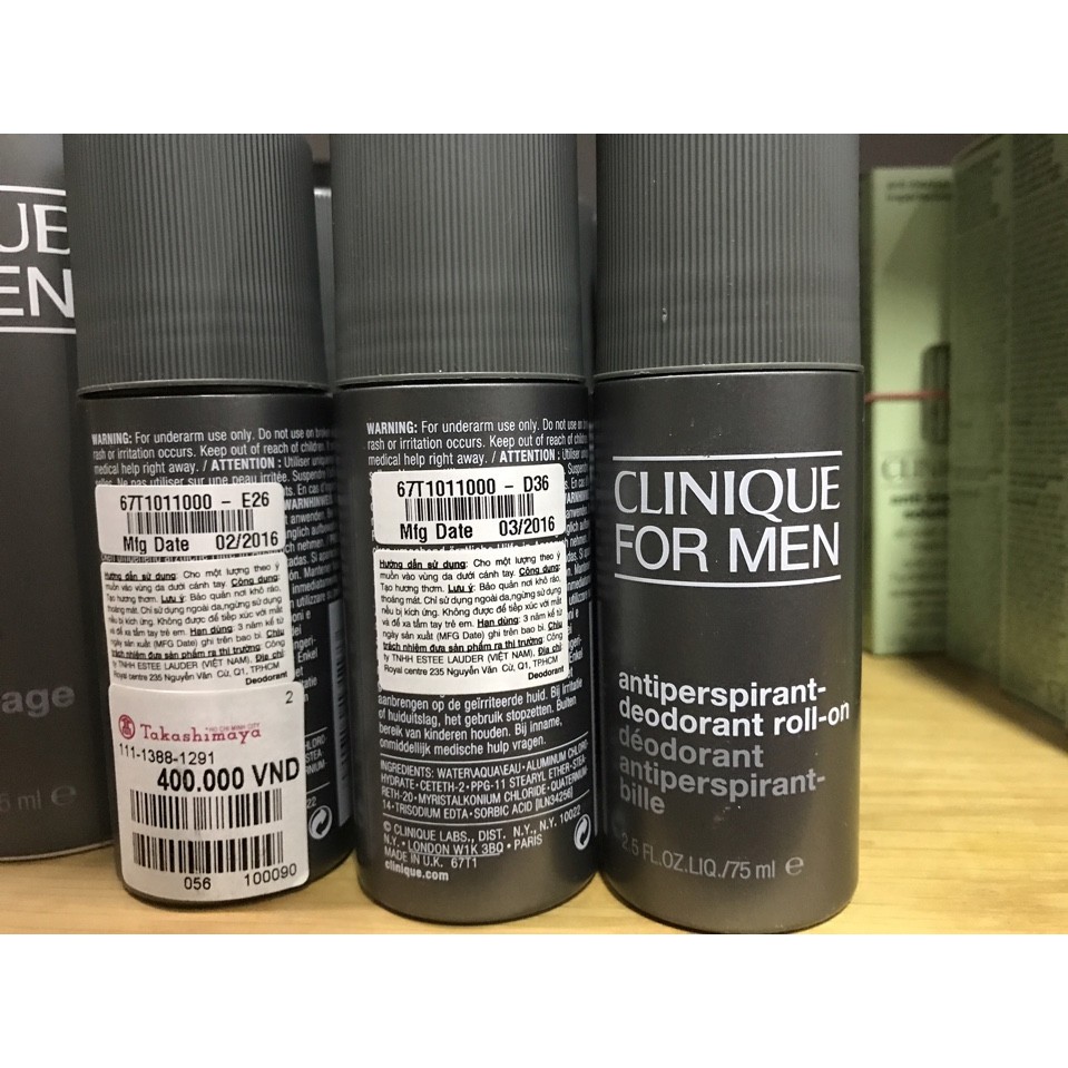 Lăn khử mùi Nam  Clinique  75ml