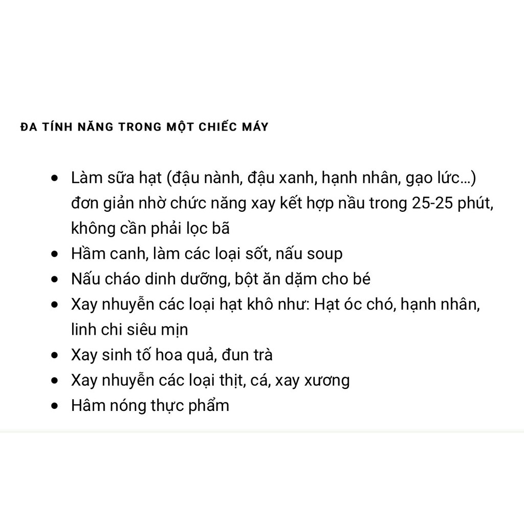 Máy xay nấu đa năng . Làm Sữa Hạt, Xay Sinh Tố, Hâm Nóng thực phẩm, Nấu cháo dinh dưỡng cho bé