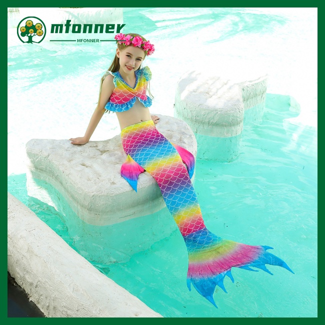 Set 3 Món Đồ Bơi Đuôi Cá Nhiều Màu Sắc Cho Bé Gái