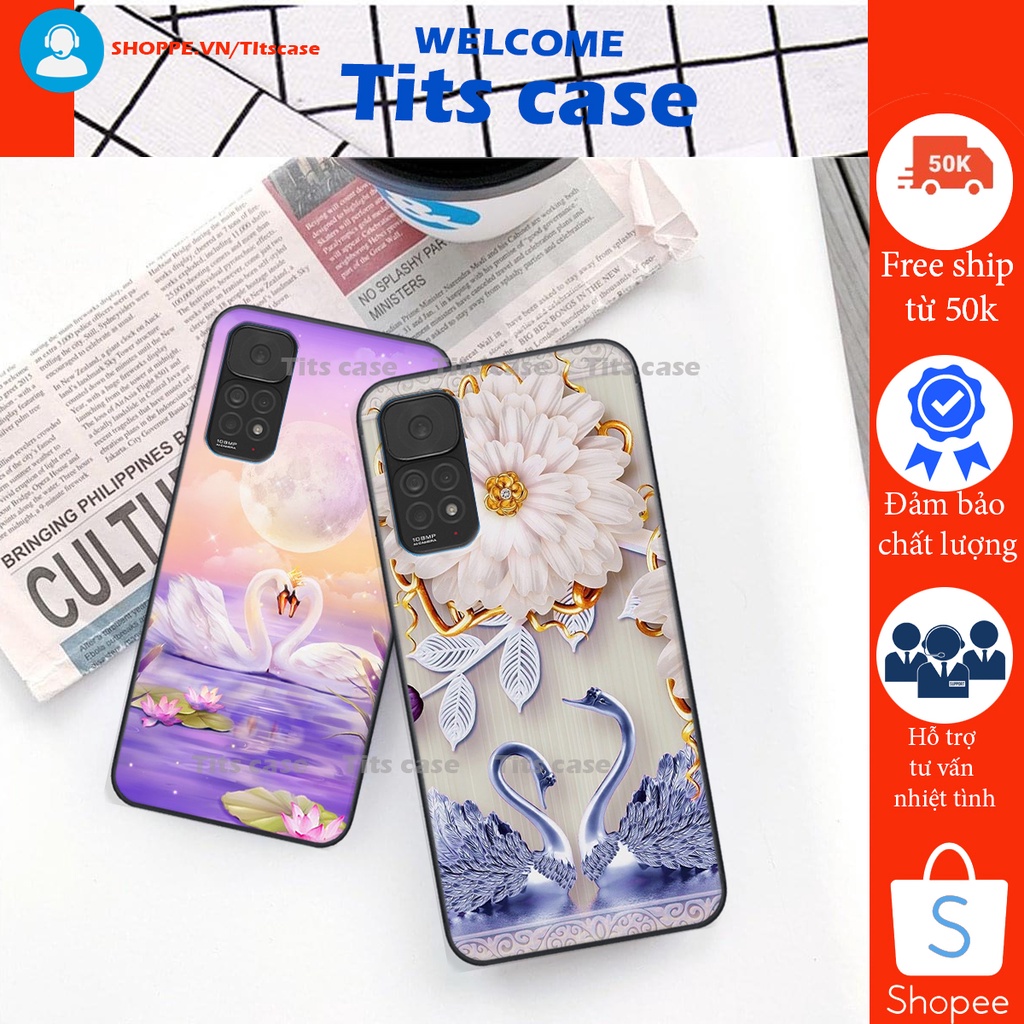 Ốp lưng  Xiaomi REDMI NOTE 11S 4G in hình thiên nga,hoa may mắn, đặc sắc ĐỘC - LẠ - BỀN