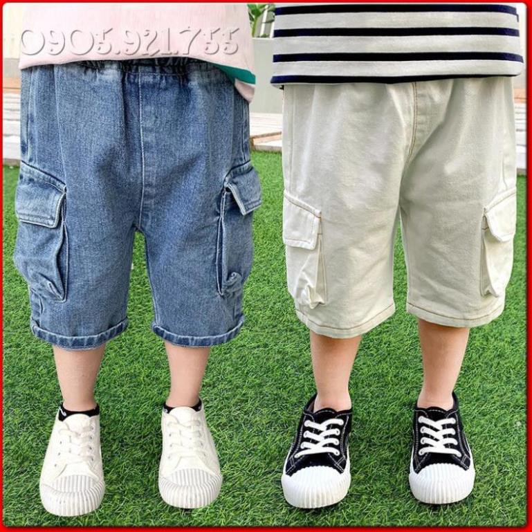 QN5 Size90-130 (9-27kg) Quần jean bé trai - kiểu dáng lửng short Thời trang trẻ Em hàng quảng châu