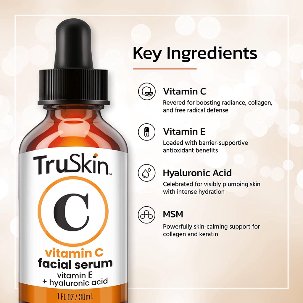 [Giá Sỉ USA] Serum Truskin Vitamin C, 30ml Chuyên về Thâm Nám Tan Nhan Chính Hãng USA