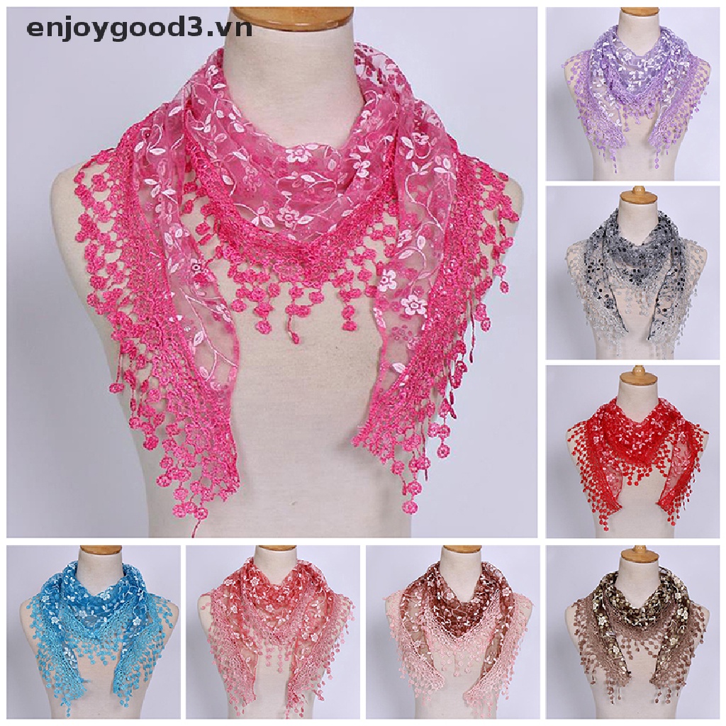 Khăn quàng cổ hình tam giác phối ren hoa thời trang dành cho nữ