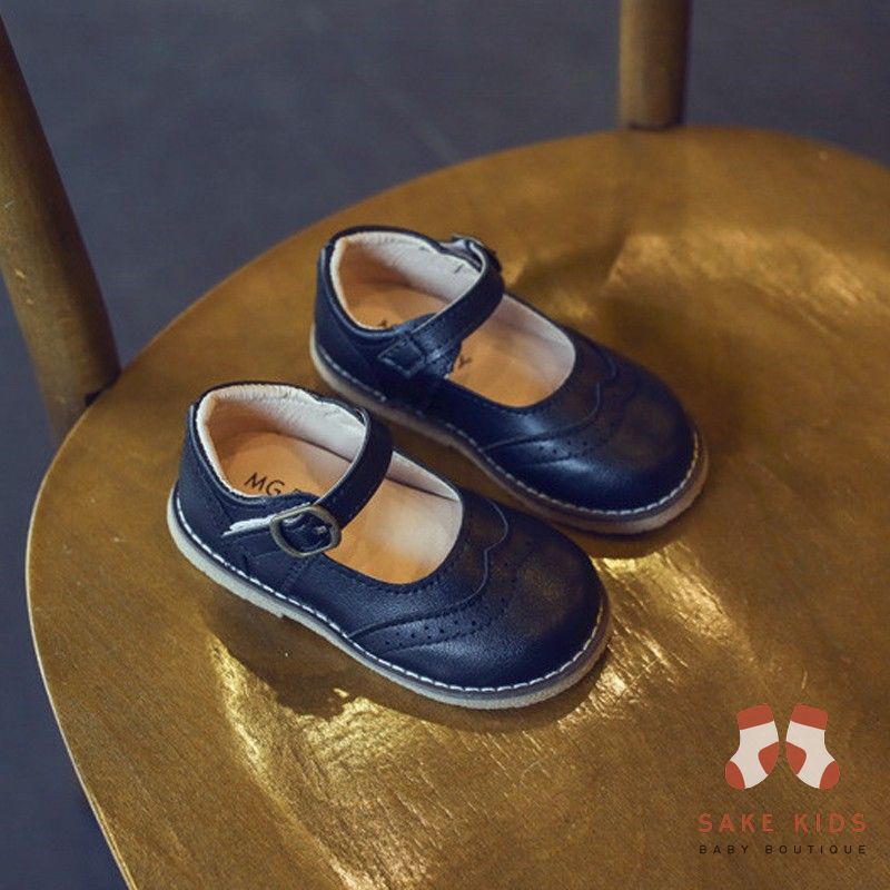 Giày cho bé gái - Giày búp bê bé gái da mềm phong cách Vitage Hàn Quốc có quai dán cho bé gái dễ thương V181