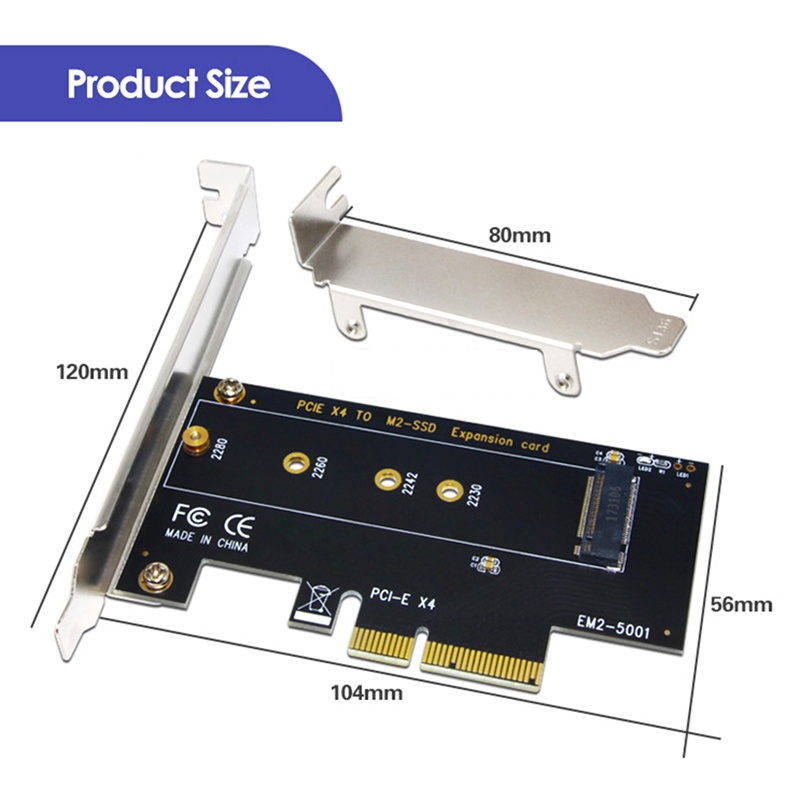 Thẻ Mở Rộng PCI-E 3.0 X4 Sang NVMe M.2 NGFF SSD Cho 2230 / 2242 / 2260 / 2280 M.2 SSD
