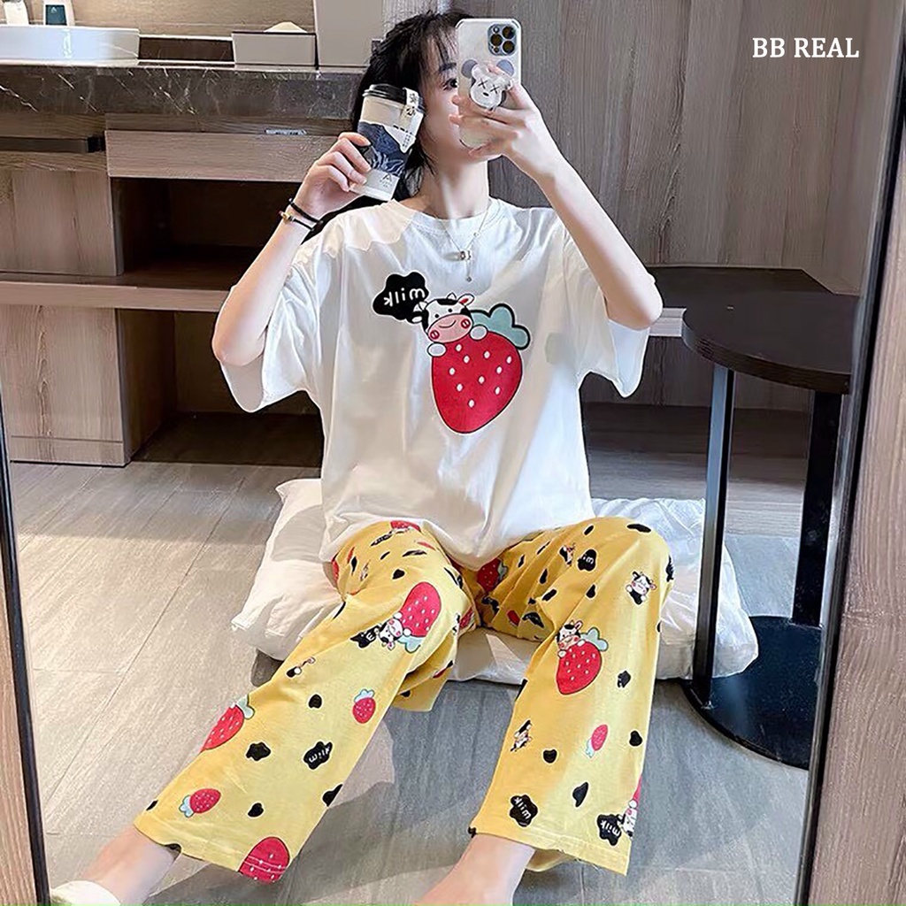 Đồ Bộ Mặc ở Nhà Bộ Đồ Ngủ Nữ Quần Dài Pijama Thun Lạnh Đẹp [CODE 37-40] Freesize Từ 45-60Kg - BB REAL | BigBuy360 - bigbuy360.vn