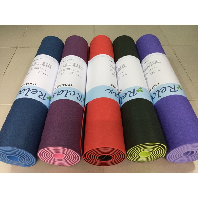 Thảm Tập Yoga Cao Cấp TPE Relax 6mm 2 lớp Có túi đựng